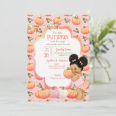 Kleine Pumpkin Baby Dusche Medium Puffs Einladung (Stehend Vorderseite)