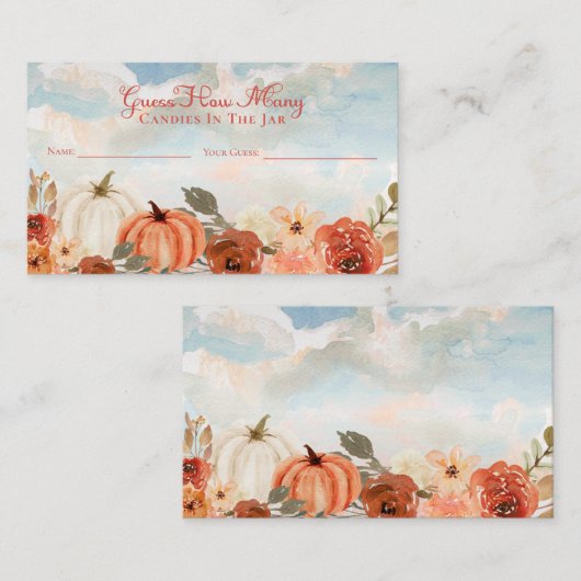 Kleine Pumpkin Baby Dusche schätzt wie viele Kanad Begleitkarte (Vorne/Hinten)