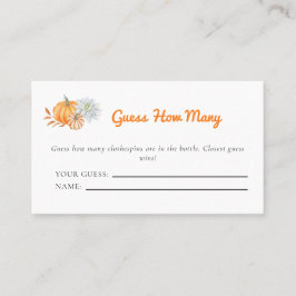 Kleine Pumpkin Baby Dusche schätzt wie viele Spiel Platzkarte