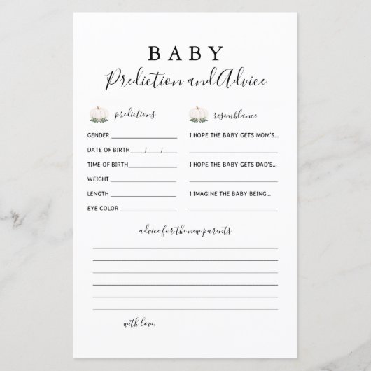 Kleine Pumpkin Baby Predications and Advisor Cards (Vorderseite)