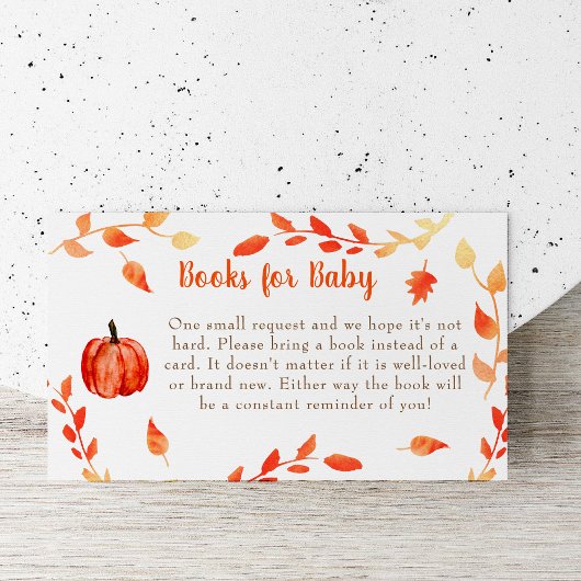 Kleine Pumpkin Baby Shower Book Request Card Fall Begleitkarte