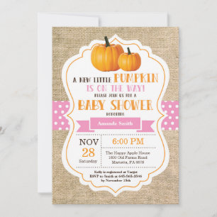 Kleine Pumpkin Baby Shower Einladungskarte Burlap Einladung