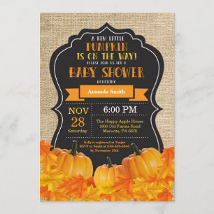 Kleine Pumpkin Baby Shower Einladungskarte Burlap Einladung