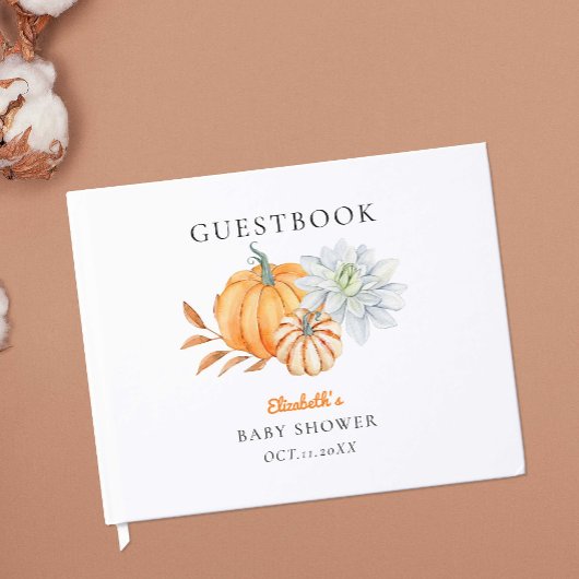 Kleine Pumpkin Babydusche Elegant Einfache Moderne Gästebuch