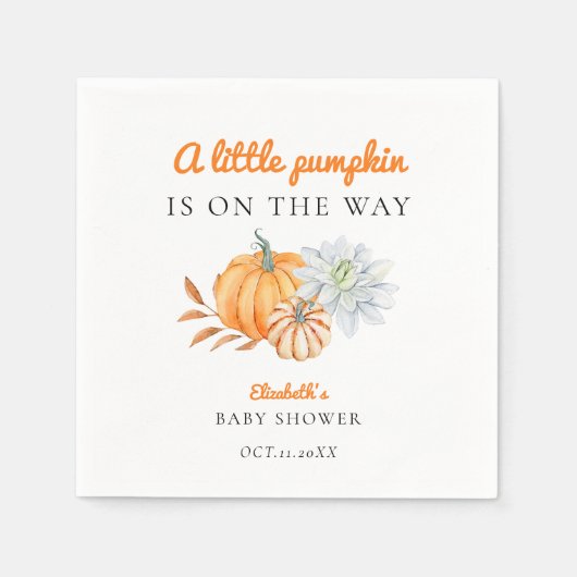 Kleine Pumpkin Babydusche Elegant Einfache Moderne Serviette (Vorderseite)