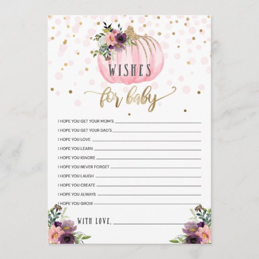 Kleine Pumpkin-Babydusche wünscht sich ein Baby Hinweiskarte (Vorderseite)