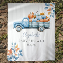 Kleine Pumpkin Blue Baby Dusche Foto Hintergrund