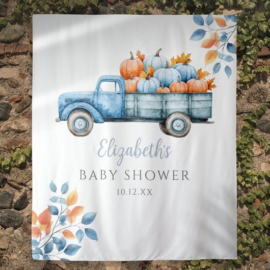Kleine Pumpkin Blue Baby Dusche Foto Hintergrund Wandteppich