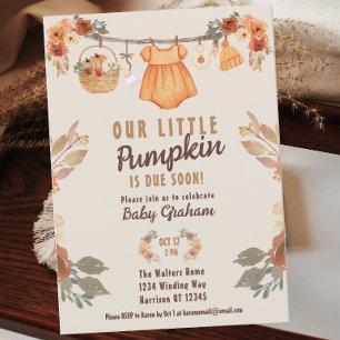 Kleine Pumpkin Clothesline Fall Baby Dusche Einladung