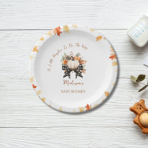 Kleine Pumpkin Fall Baby Dusche Bläschen & Kariert Pappteller