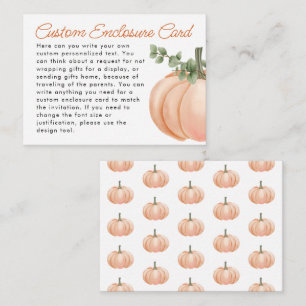 Kleine Pumpkin Fall Custom Baby Dusche Begleitkarte