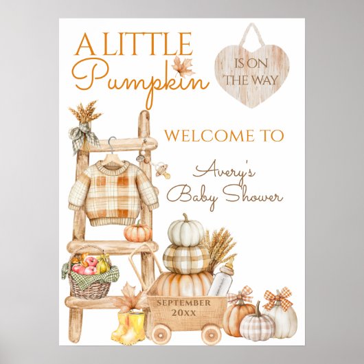 Kleine Pumpkin Fall lokale Grown Baby Dusche Poster (Vorne)