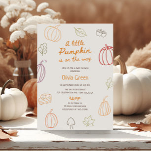 Kleine Pumpkin Fall Niedlich Doodle Kinderdusche Einladung