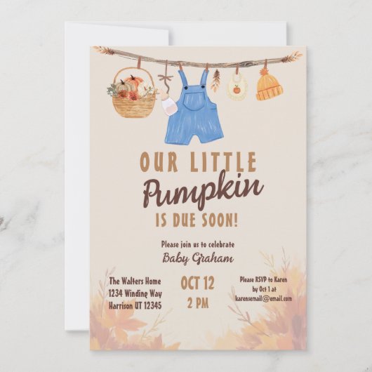 Kleine Pumpkin Farm Fall Baby Dusche Einladung (Vorderseite)