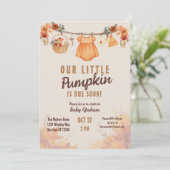 Kleine Pumpkin Farm Fall Baby Dusche Einladung (Stehend Vorderseite)