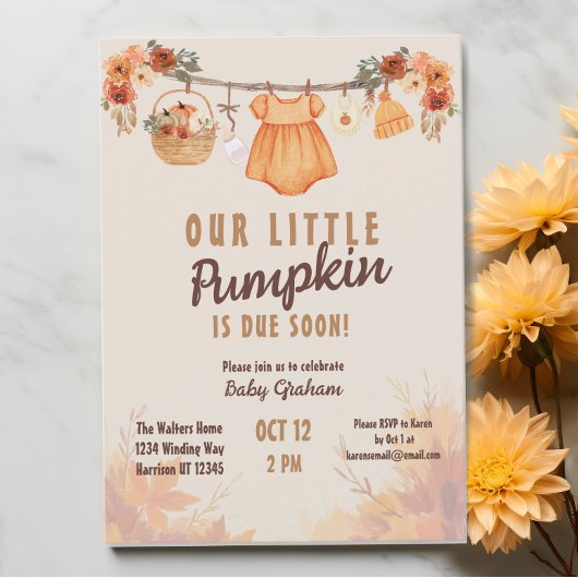 Kleine Pumpkin Farm Fall Baby Dusche Einladung