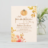 Kleine Pumpkin Floral Baby Dusche Einladung (Stehend Vorderseite)
