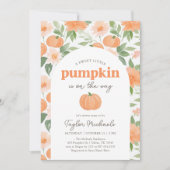 Kleine Pumpkin Floral Fall Baby Dusche Einladung (Vorderseite)