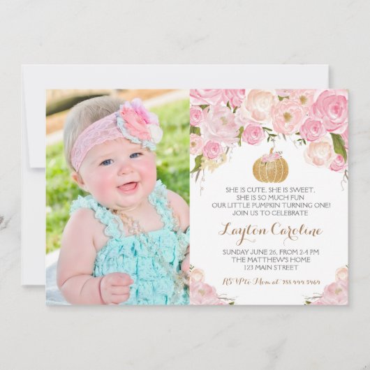 Kleine Pumpkin Geburtstagseinladung Einladung (Vorderseite)