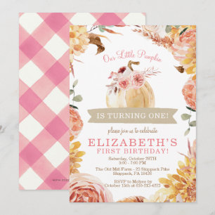 Kleine PUMPKIN Girls Pink Floral Geburtstagsparty Einladung