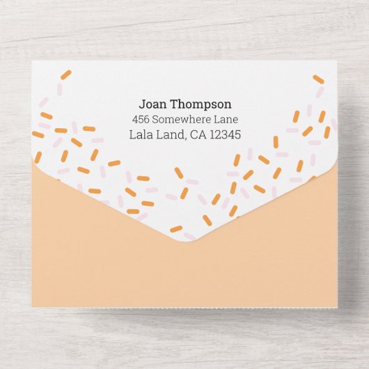 Kleine Pumpkin-Kinderdusche in einem All In One Einladung (Rückseite)