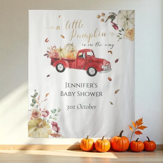 Kleine Pumpkin Red Truck Baby Dusche Hintergrund Wandteppich