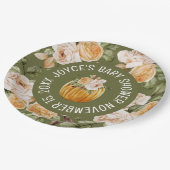 Kleine Pumpkin Wasserfarbe Floral Fall Baby Dusche Pappteller (Schrägansicht)