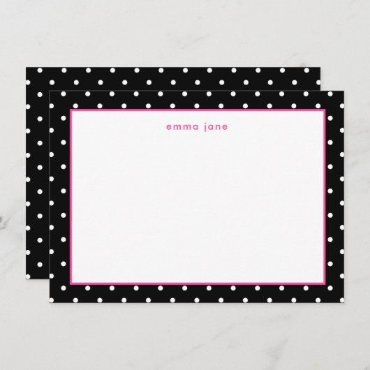 Kleine Punkte heiß rosa und schwarz Personalisiert Mitteilungskarte (Vorne/Hinten)