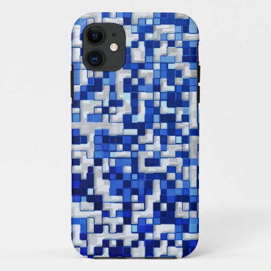 Kleine Quadrate durcheinander, blaue Farbtöne mit Case-Mate iPhone Hülle (Rückseite)