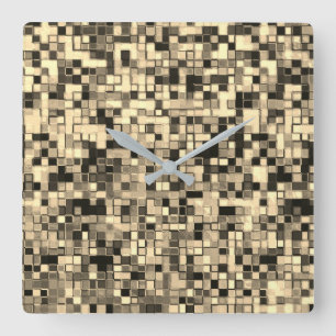Kleine Quadrate oder Fliesen, beige Khaki-Farbe Quadratische Wanduhr