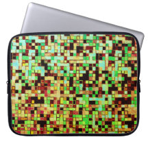 Kleine Quadrate oder Fliesen in Grün und Orange