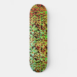 Kleine Quadrate oder Fliesen in Grün und Orange Skateboard