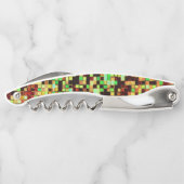 Kleine Quadrate oder Kachel in Grün und Orange Kellnermesser (Rückseite)