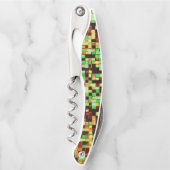 Kleine Quadrate oder Kachel in Grün und Orange Kellnermesser (Vorderseite)