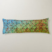 Kleine Quadrate oder Kachel in Grün und Orange Seitenschläferkissen (Rückseite)