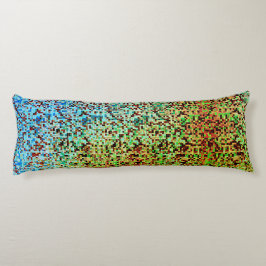 Kleine Quadrate oder Kachel in Grün und Orange Seitenschläferkissen