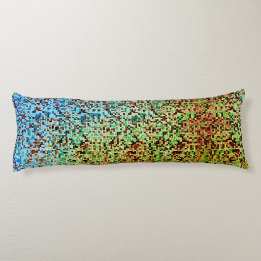 Kleine Quadrate oder Kachel in Grün und Orange Seitenschläferkissen (Rückseite)