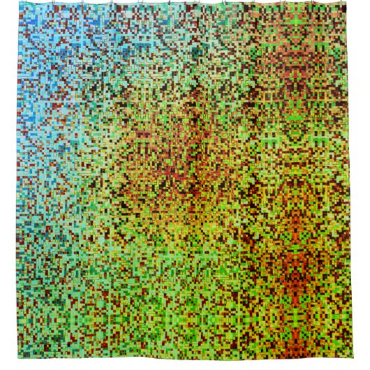 Kleine Quadrate oder Kacheln, grün und braun, unsc Duschvorhang (Vorderseite)