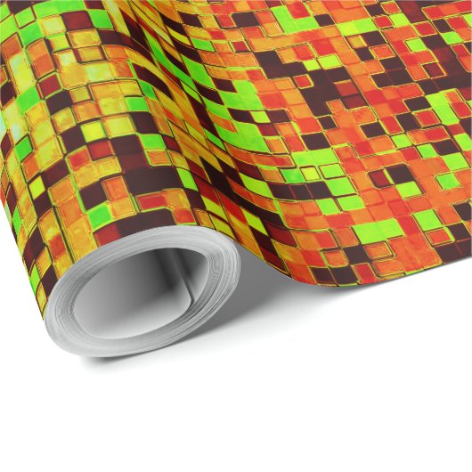 Kleine Quadrate oder Kacheln, grün und braun, unsc Geschenkpapier (Rolleneckpunkt)