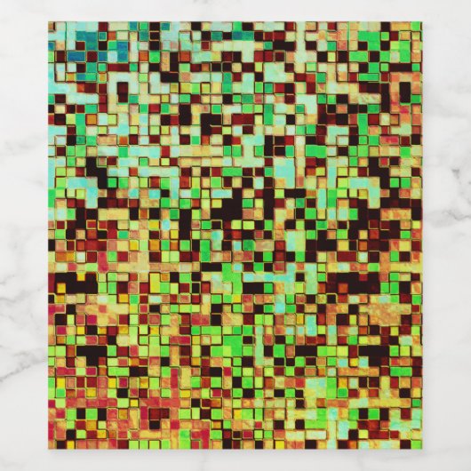 Kleine Quadrate oder Kacheln, grün und braun, unsc Weinetikett (Einzelnes Label)