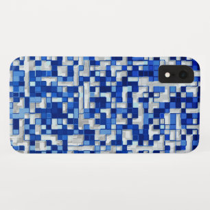 Kleine Quadrate überlagert, blaue Farbtöne mit Wei Case-Mate iPhone Hülle
