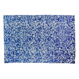 Kleine Quadrate überlagert, blaue Farbtöne mit Wei Kissenbezug