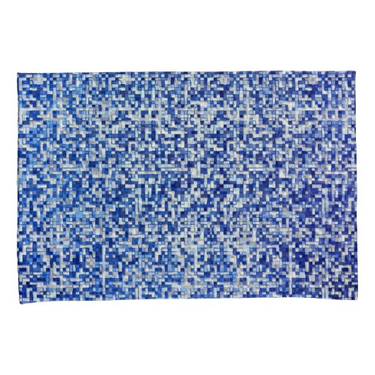 Kleine Quadrate überlagert, blaue Farbtöne mit Wei Kissenbezug (Vorderseite-Rechts)