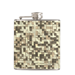Kleine Quadrate überlappen, braun bis beige Flachmann