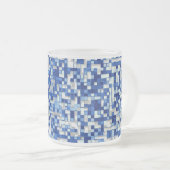 Kleine Quadrate überlappen sich, blau mit weiß Mattglastasse (VorderseiteRechts)