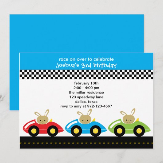 Kleine Racers Einladungen (Vorne/Hinten)