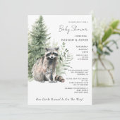 Kleine Rascal Raccoon Forest Baby Dusche Einladung (Stehend Vorderseite)