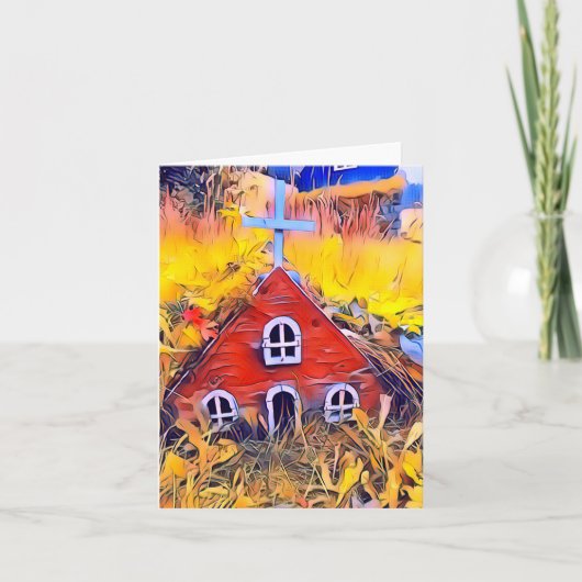 Kleine Red Fairy House Note Card (Vorderseite)