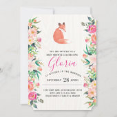 Kleine Red Fox Floral Baby Dusche Einladung (Vorderseite)