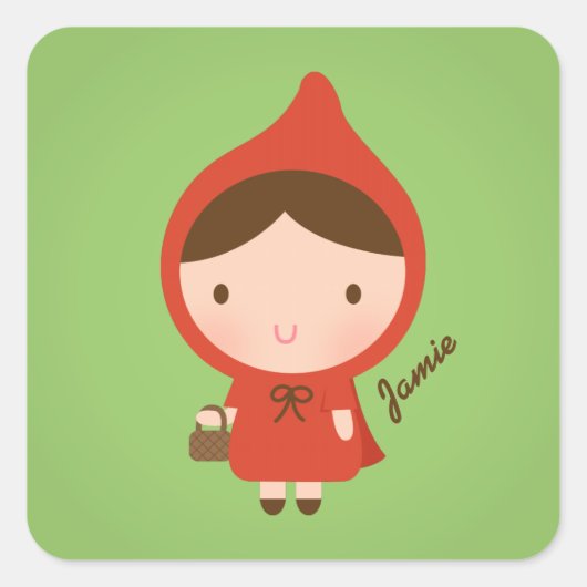 Kleine Red Riding Hood Mairtale für Mädchen Quadratischer Aufkleber (Vorderseite)